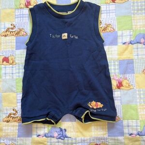 Blue Baby Romper with Turtle Design